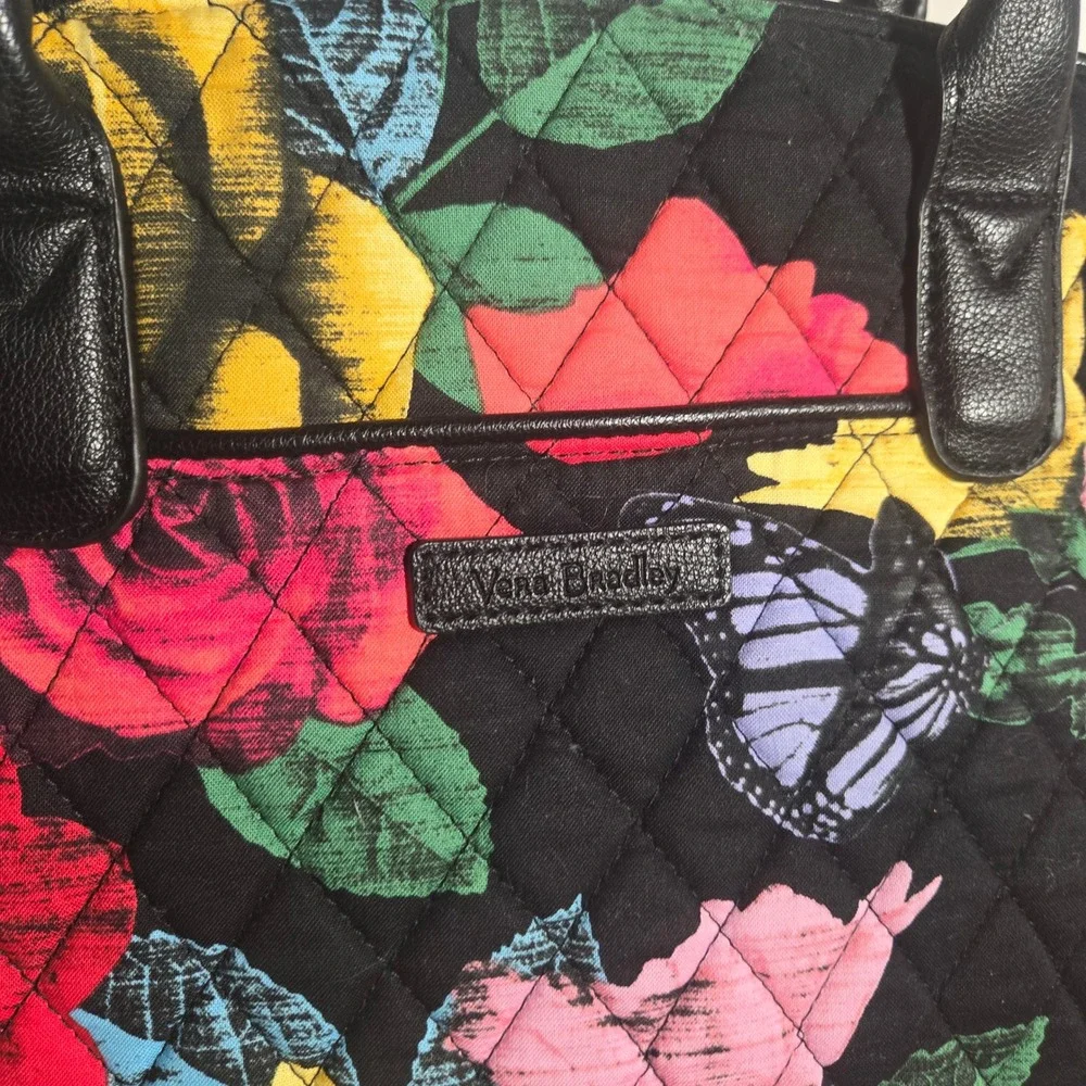Vera Bradley Day‎ Off Satchel Havana Rose Crossbody Purse Bag Floral Butterfly